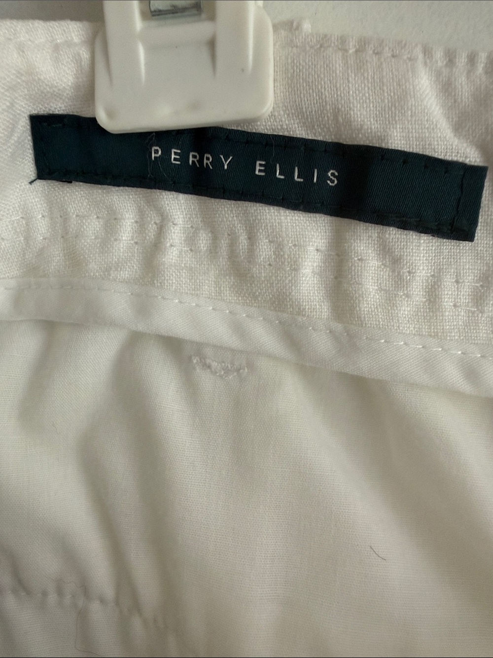 Perry Ellis White Linen-Blend Pants - Picture 2 of 9